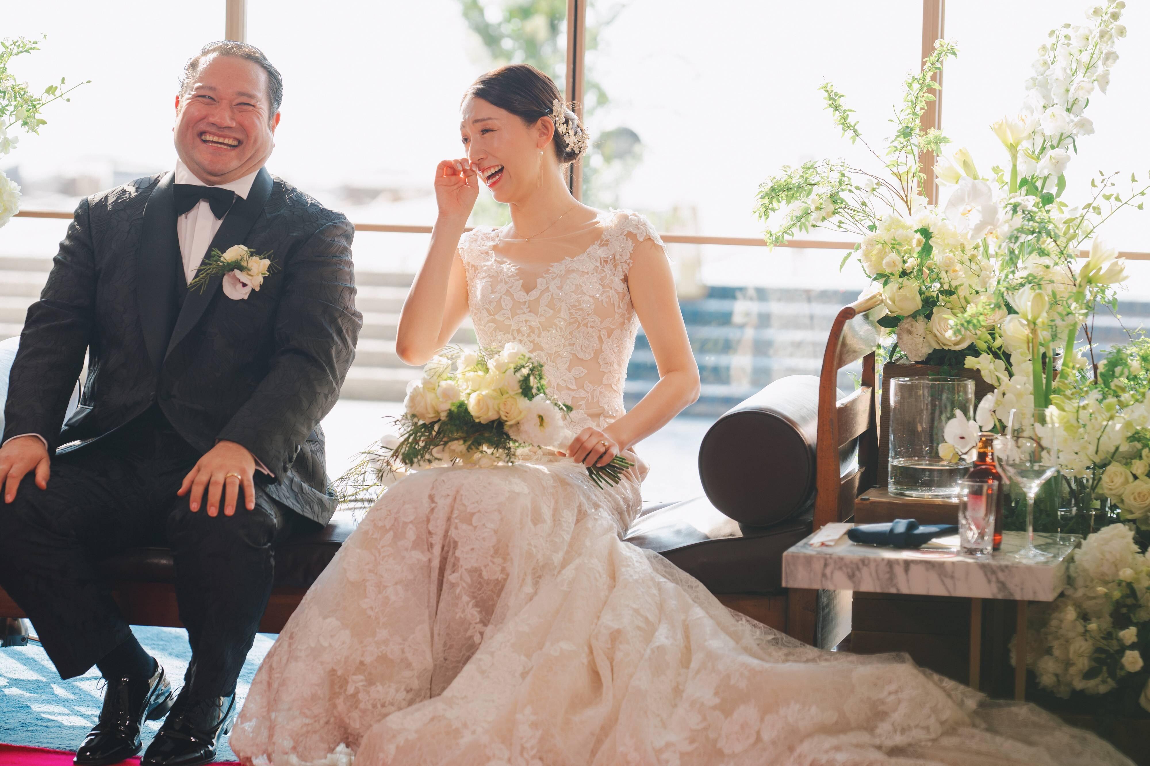 結婚式での真風さんと勝矢さん。楽しく幸せな1日だったそう。