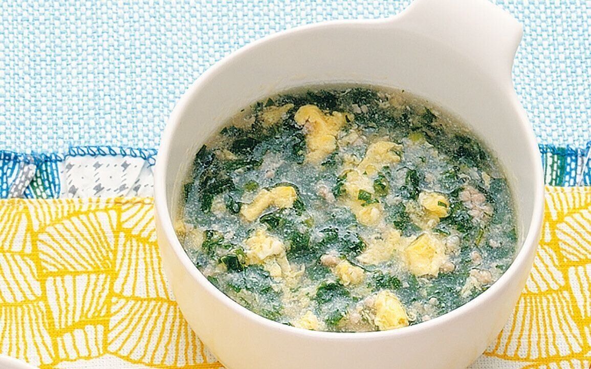 小松菜と豚肉のとろとろ卵スープ （離乳後期 9～11カ月ごろ）