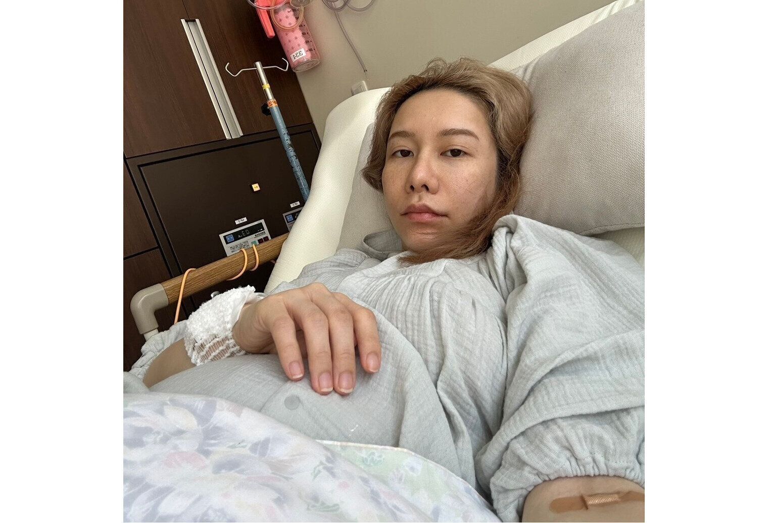 出産のために入院中のありしゃんさん。