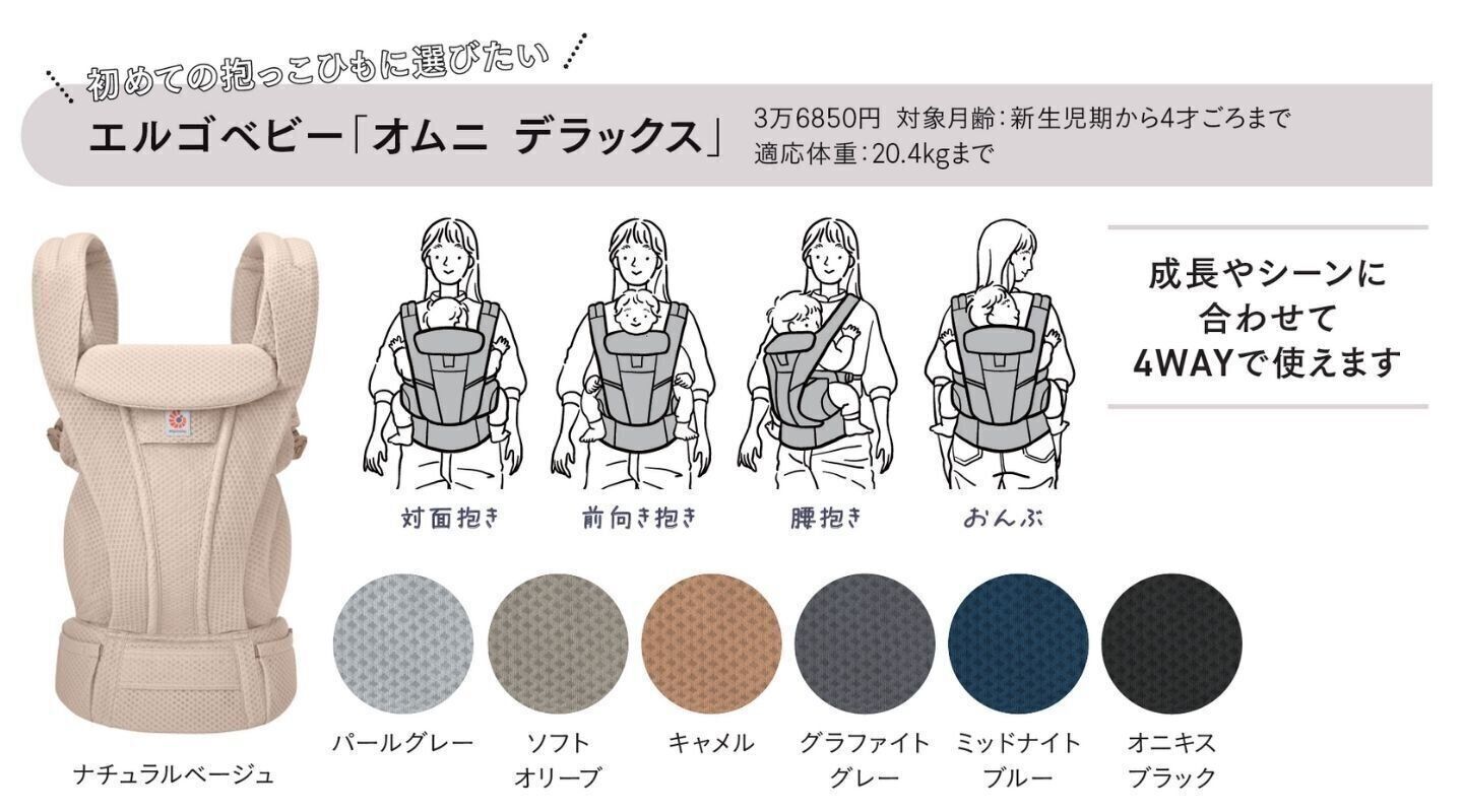 エルゴベビー「オムニデラックス」のカラーバリエーション