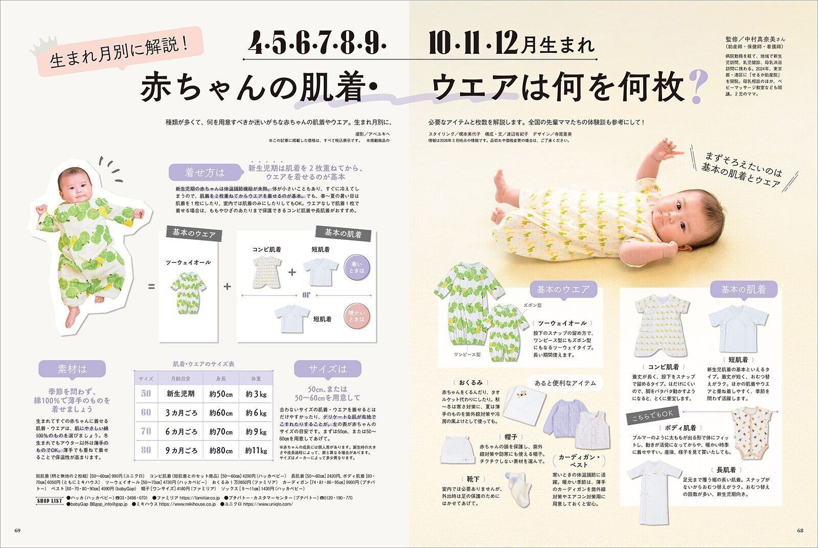 【特集】4･5･6･7･8･9･10･11･12月生まれ 赤ちゃんの肌着・ウエア何を何枚？