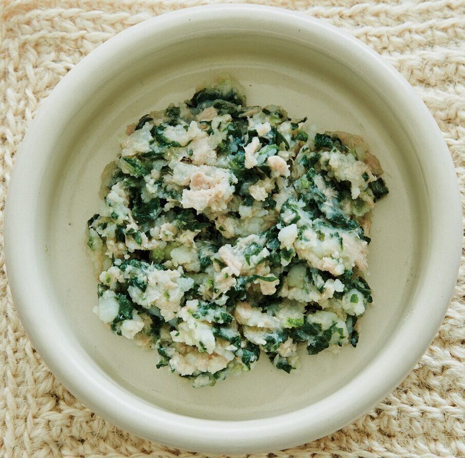 かつおとほうれん草のマッシュポテトあえ （離乳中期 7～8カ月ごろ）