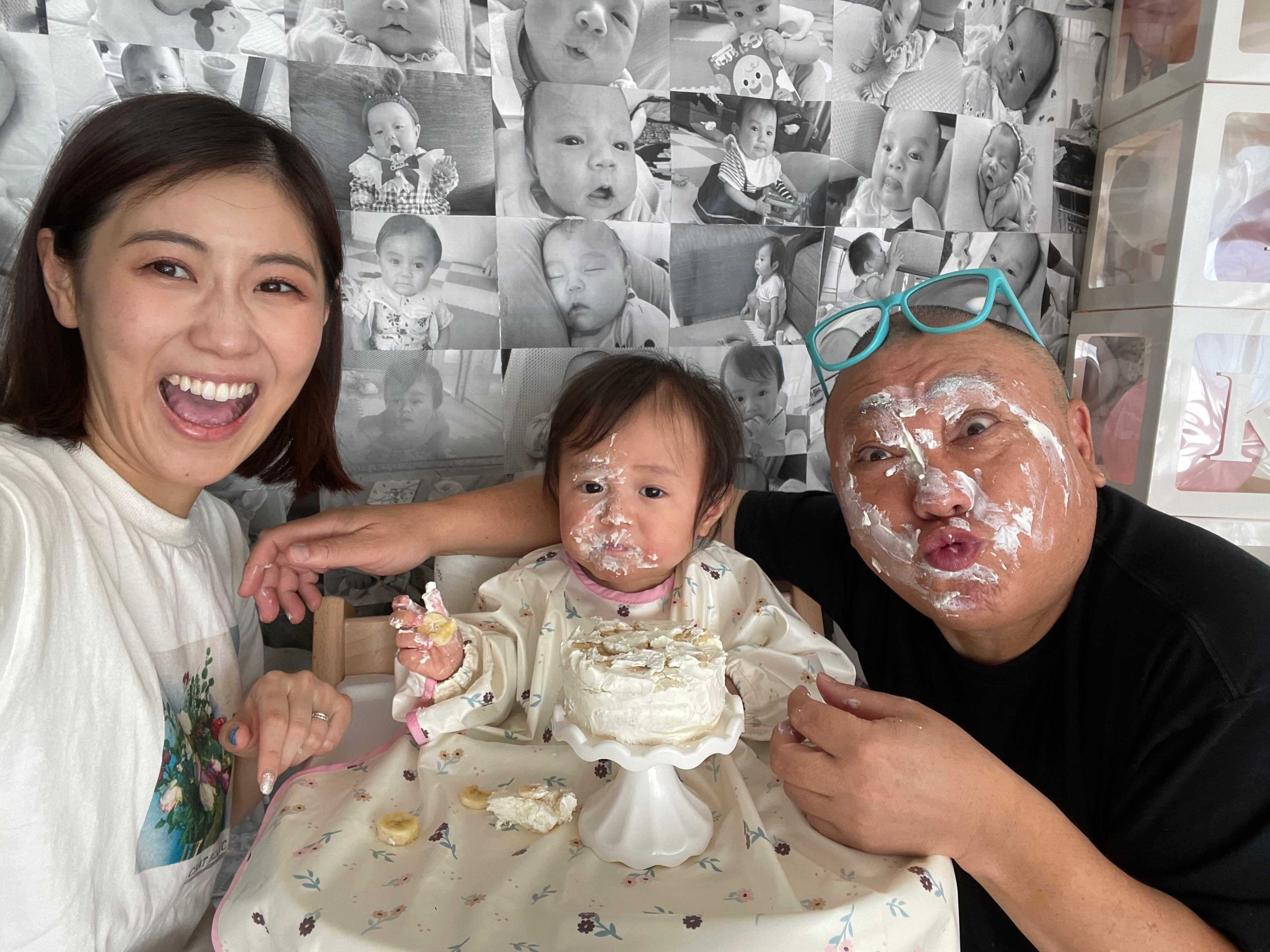 家族3人でお祝いした、にこりちゃん1歳のお誕生日。