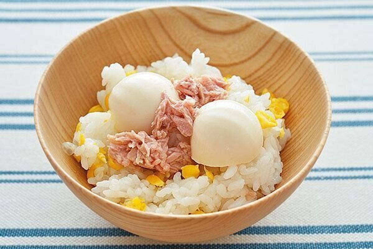 コーンごはんの豆腐ツナがけ 大人2人 子ども1人分 幼児食レシピ たまひよ コーンごはんの豆腐ツナがけ 大人2人 子ども1人分 幼児食レシピ たまひよ