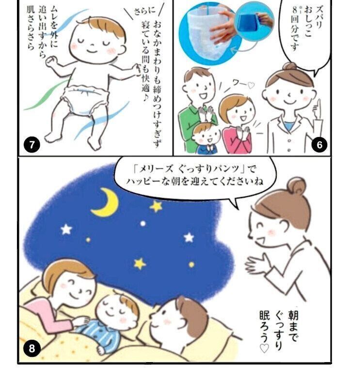 【マンガで解説】夜用パンツってどのくらいの吸収量なの？：メリーズ ぐっすりパンツ
