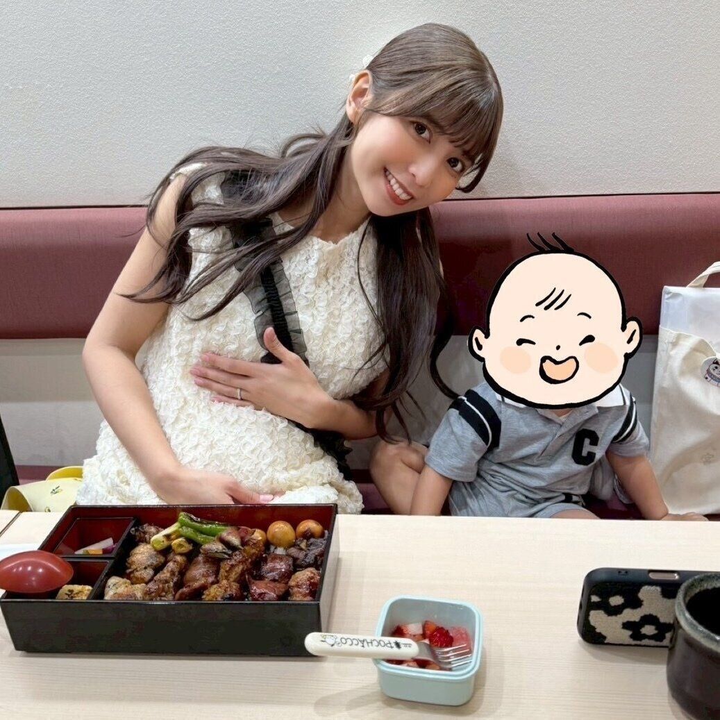 お出かけ中の、ゆんさんとコルクくん。