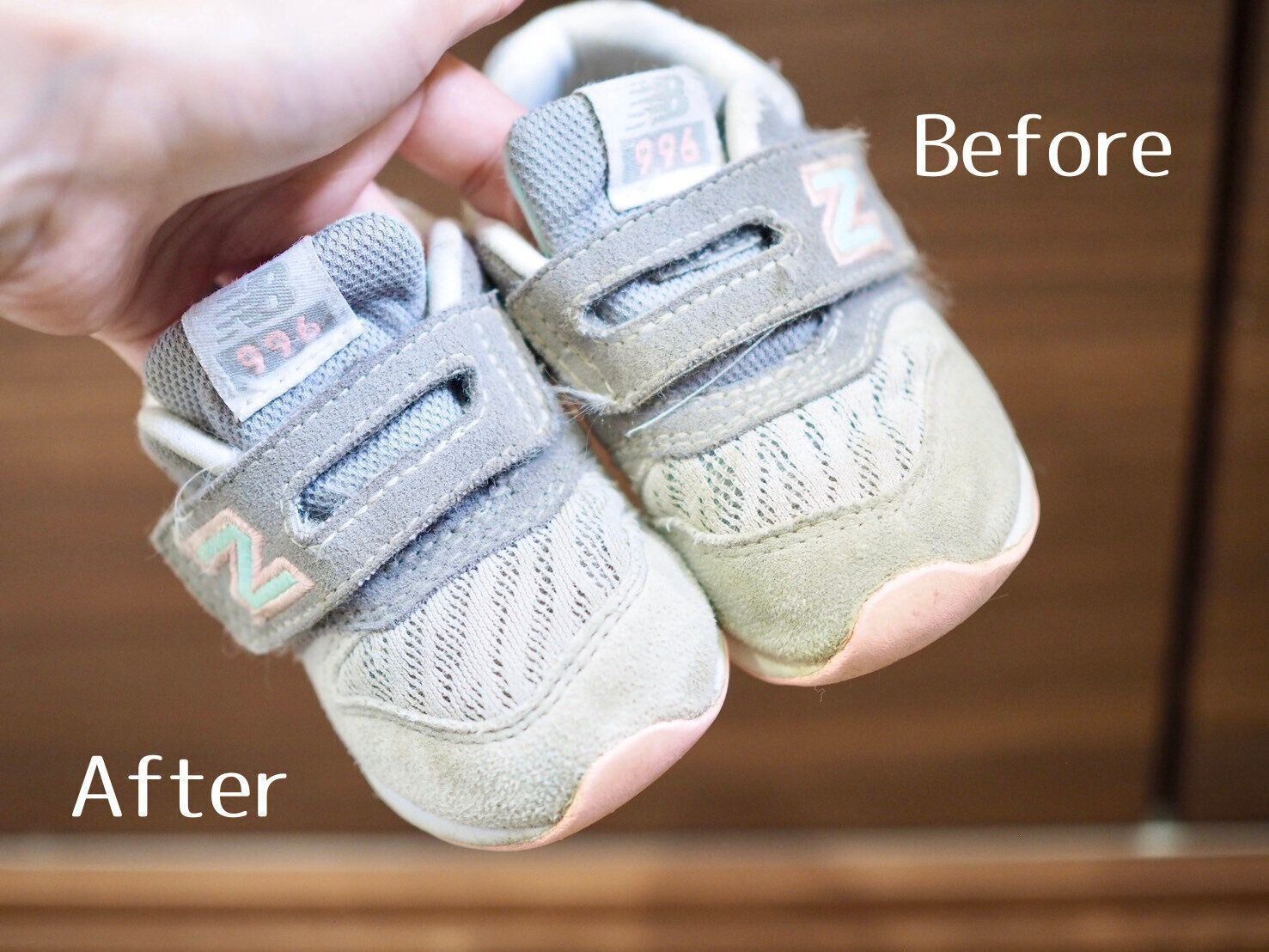 無印「水のいらない靴用泡クリーナー」使用写真