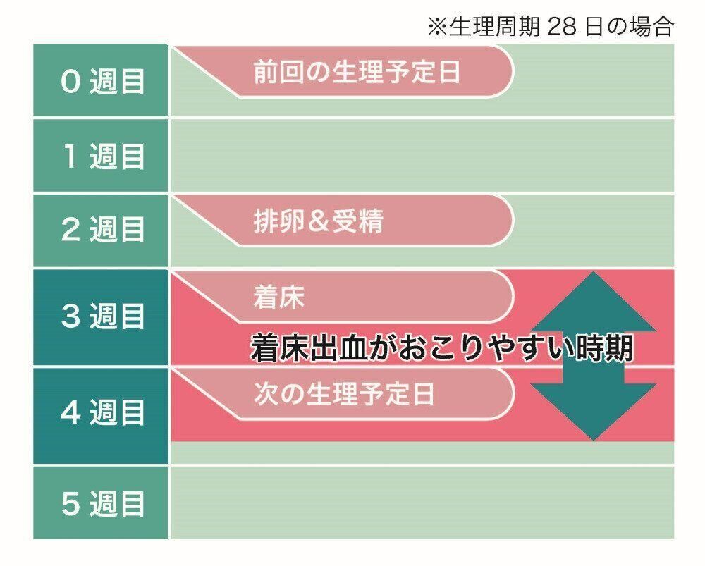 着床出血がおこりやすい時期は妊娠3～4週目ころ