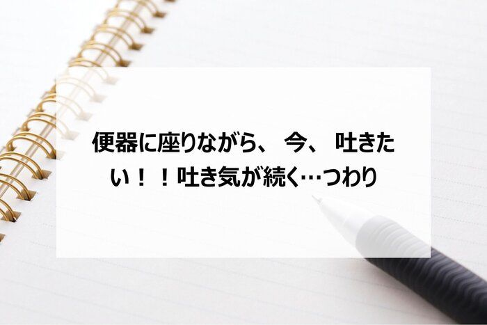 便器に座りながら、今、吐きたい！！吐き気が続く…つわり