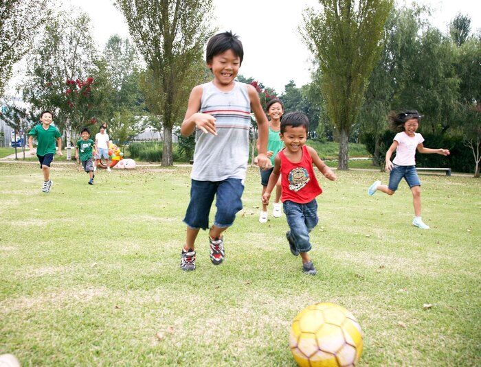 日本の遊ぶ子供サッカー