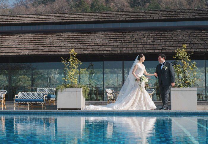 すてきなロケーションで。結婚式での1枚。