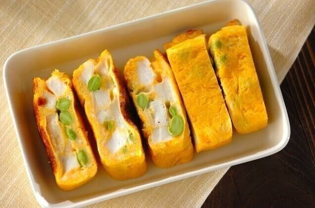 ハンペンと枝豆の卵焼き