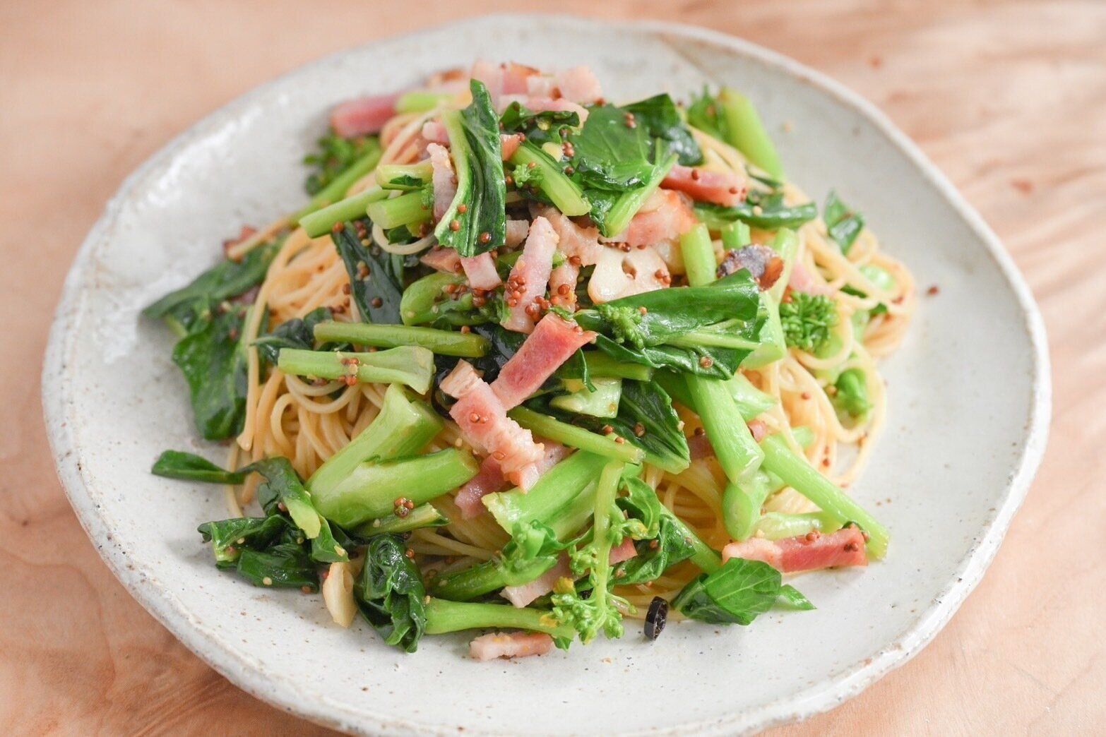 アスパラ菜の粒マスタードパスタ