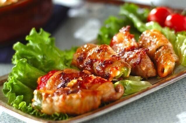 キムチーズピーマンの肉巻き