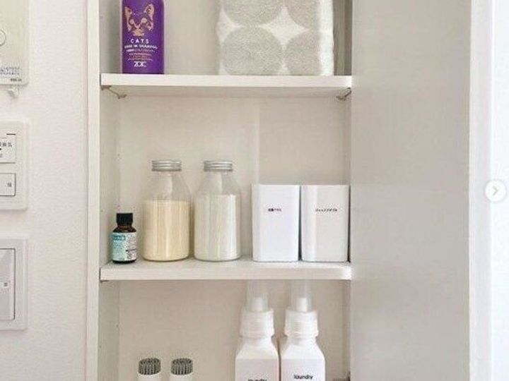 真似したい 使いやすくて生活感もナシ 脱衣所の洗剤収納アイデア サンキュ 真似したい 使いやすくて生活感もナシ 脱衣所の洗剤収納アイデア サンキュ