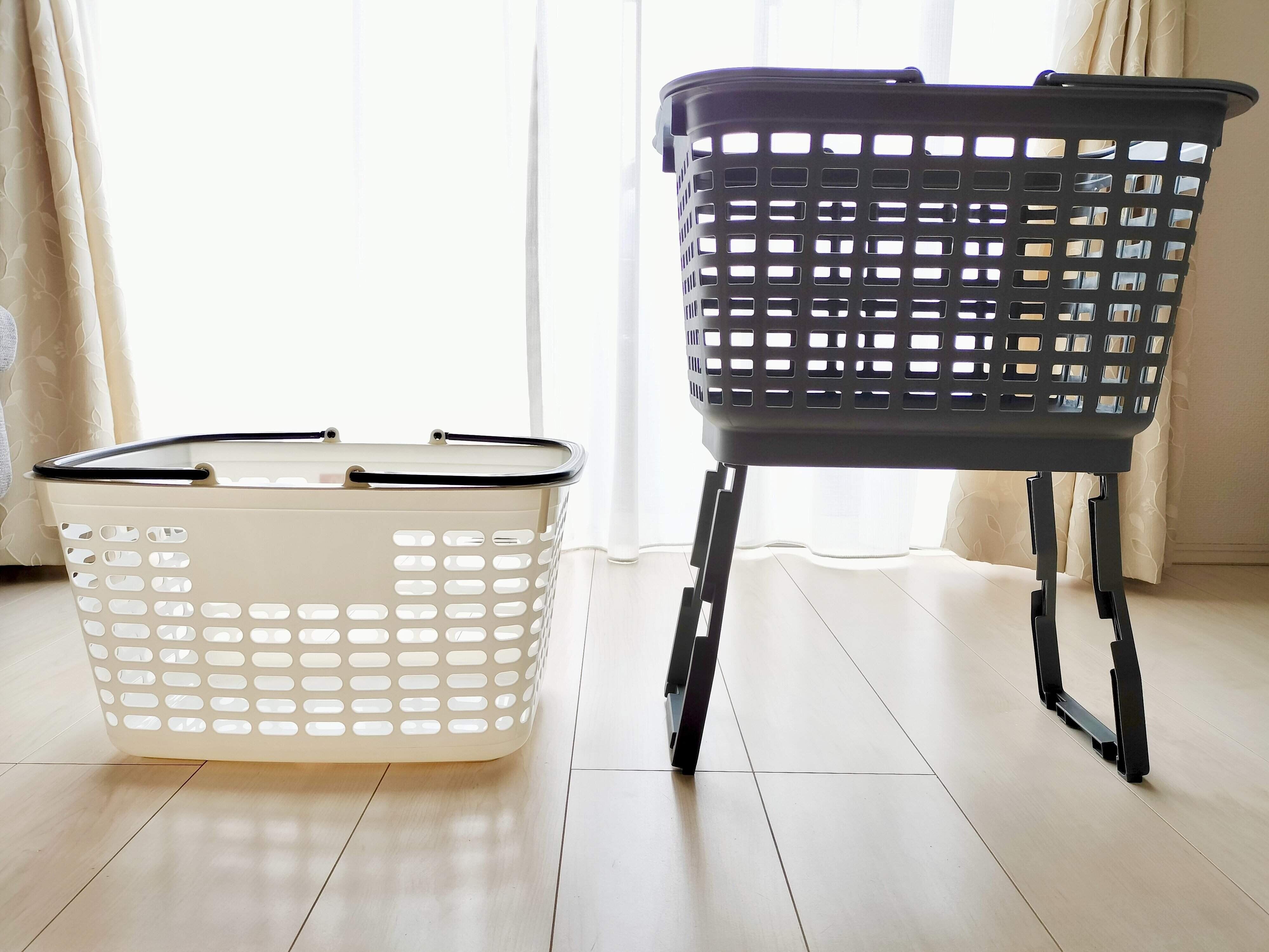 ノーマルタイプのバスケットと高さが変えられるバスケットを並べた画像