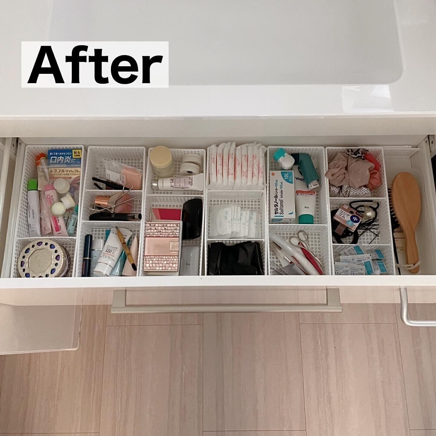 【セリア】仕切りを使って小物のサイズに合った収納を