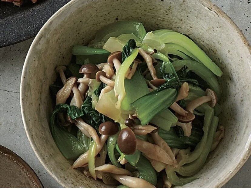 ゆで青梗菜ときのこのポン酢がけ