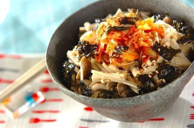 レンジで簡単！キノコナムル韓国丼