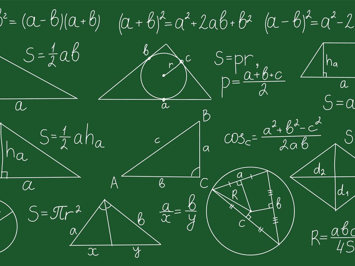 数式が書かれた黒板。ボード上の方程式理論。ベクトル代数と幾何学定理.