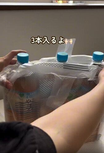 【セリア】Lサイズは2Lのペットボトルが3本も入る