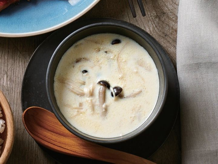 2種類のきのこ みそのこくをたして きのこのみそクリームスープ サンキュ 2種類のきのこ みそのこくをたして きのこのみそクリームスープ サンキュ