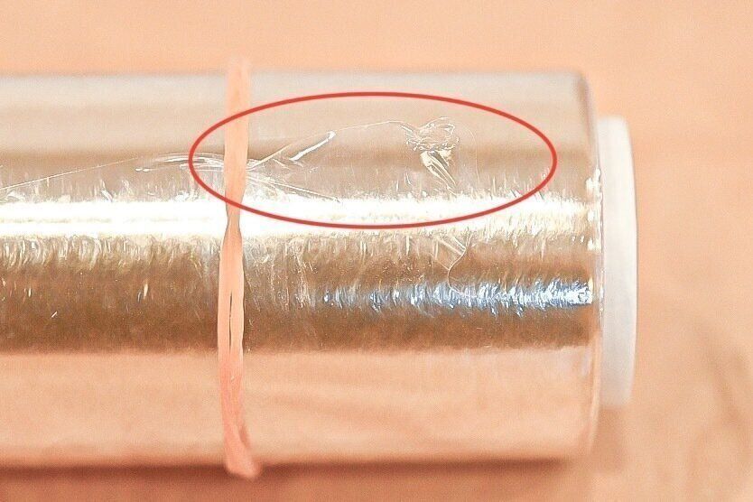 ラップの切り口のアップ画像