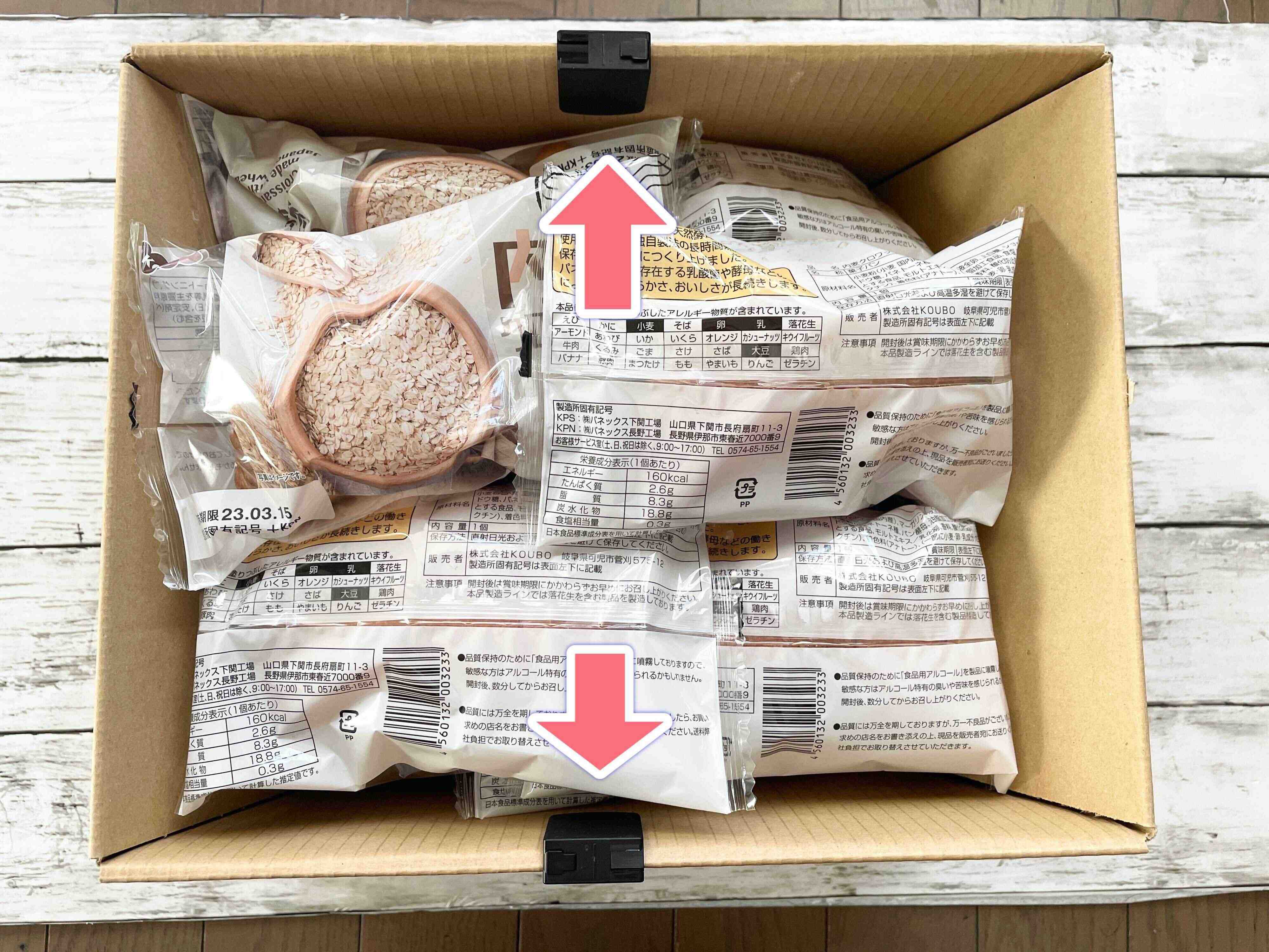 ダンボールクリップで箱を開いたダンボール