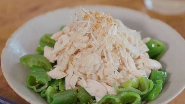 熱々ごま油香る！ささみ肉の無限ピーマン