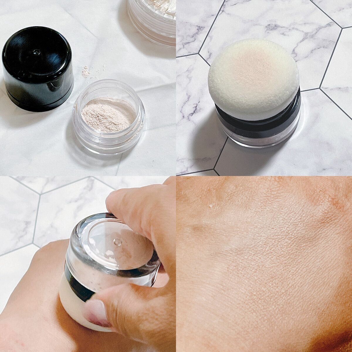 パウダーを入れた容器をポンポンするだけ