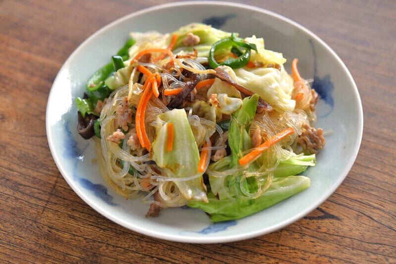 春雨とひき肉の野菜炒め