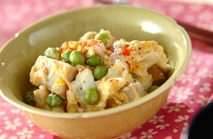エンドウ豆の卵とじ