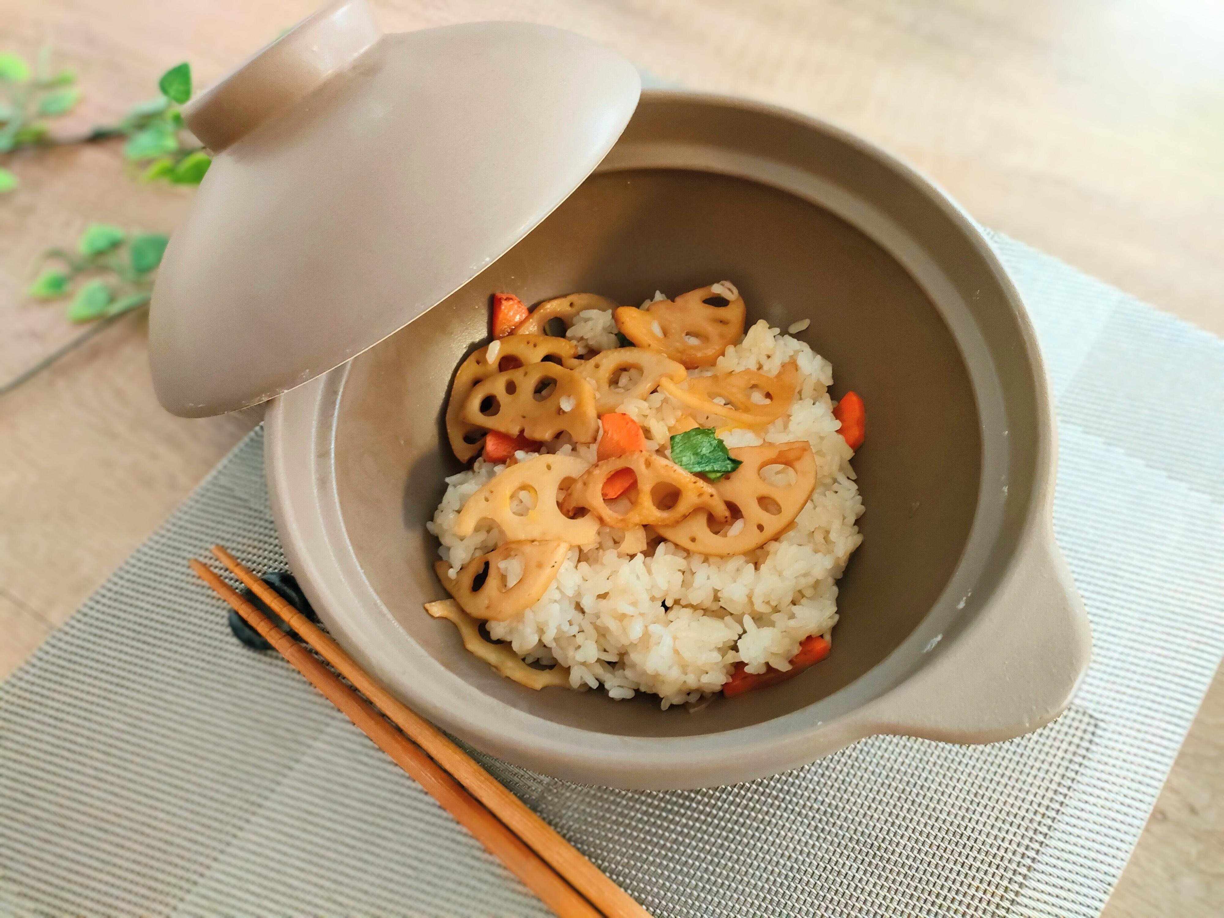 れんこんと人参の混ぜごはん