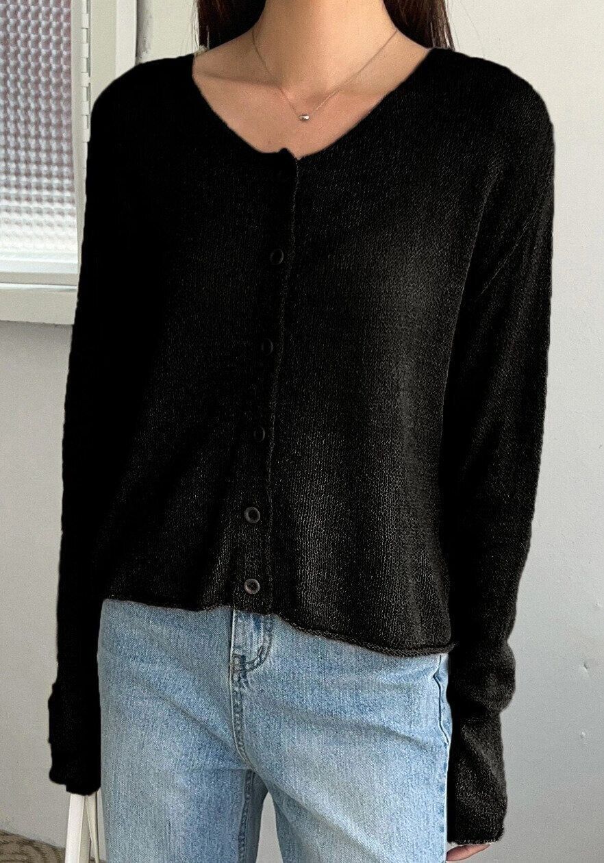 DAZY ボタンフロント ドロップショルダー カーディガン