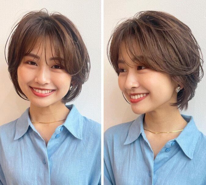 気になるフェイスラインをカバー！耳掛けショートボブ