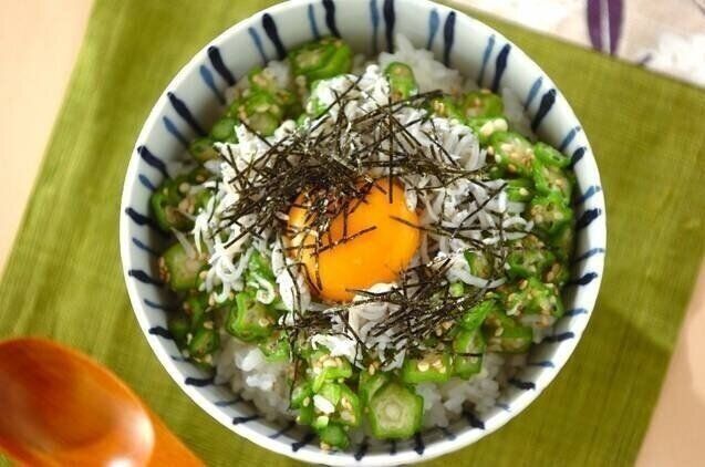 オクラとシラスの小丼
