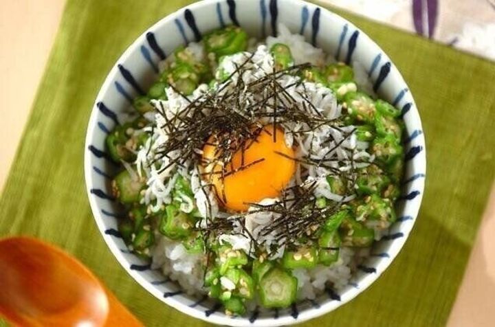 オクラとシラスの小丼
