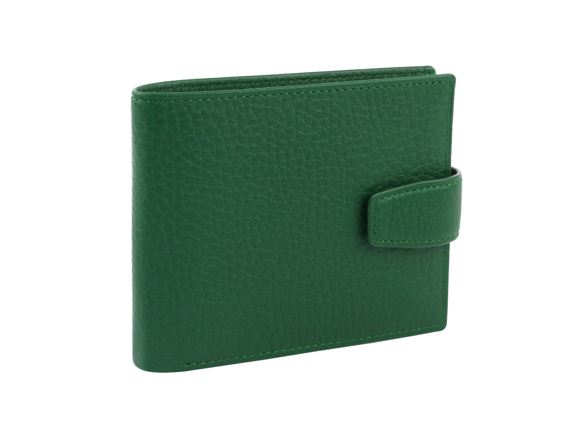 本物の牛革の新しい緑の財布。白で孤立