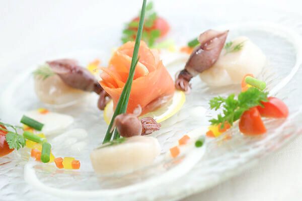 ホタテ、ホタルイカのマリアージュ