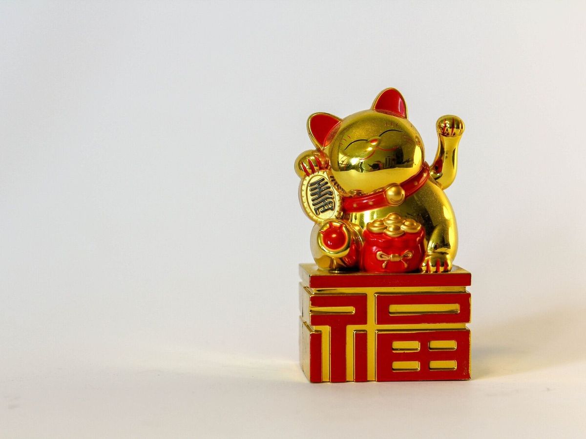 招き猫ネコ-日本語歓迎猫-クリッピングパス付き