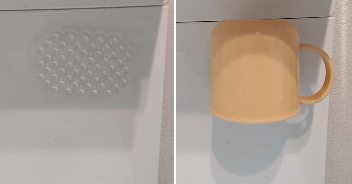 吸着シートと浮いたコップ