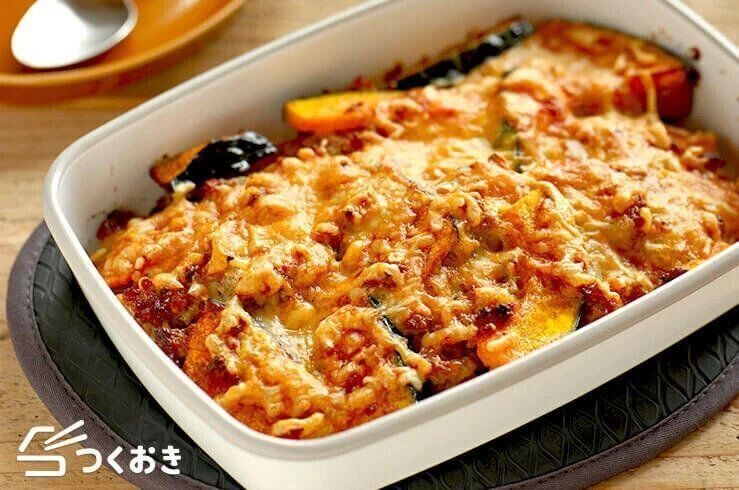 かぼちゃとひき肉のマヨグラタン