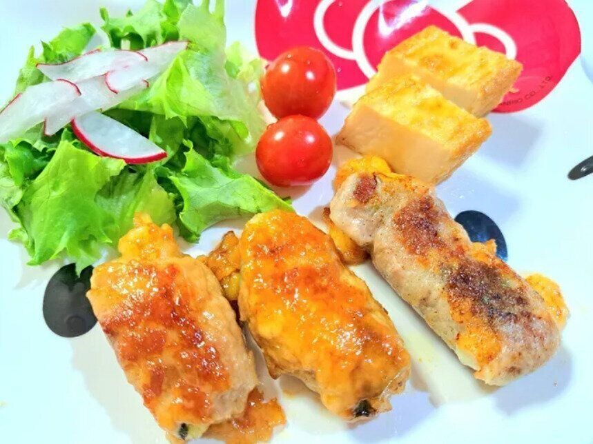 チーズと一緒に肉巻きに