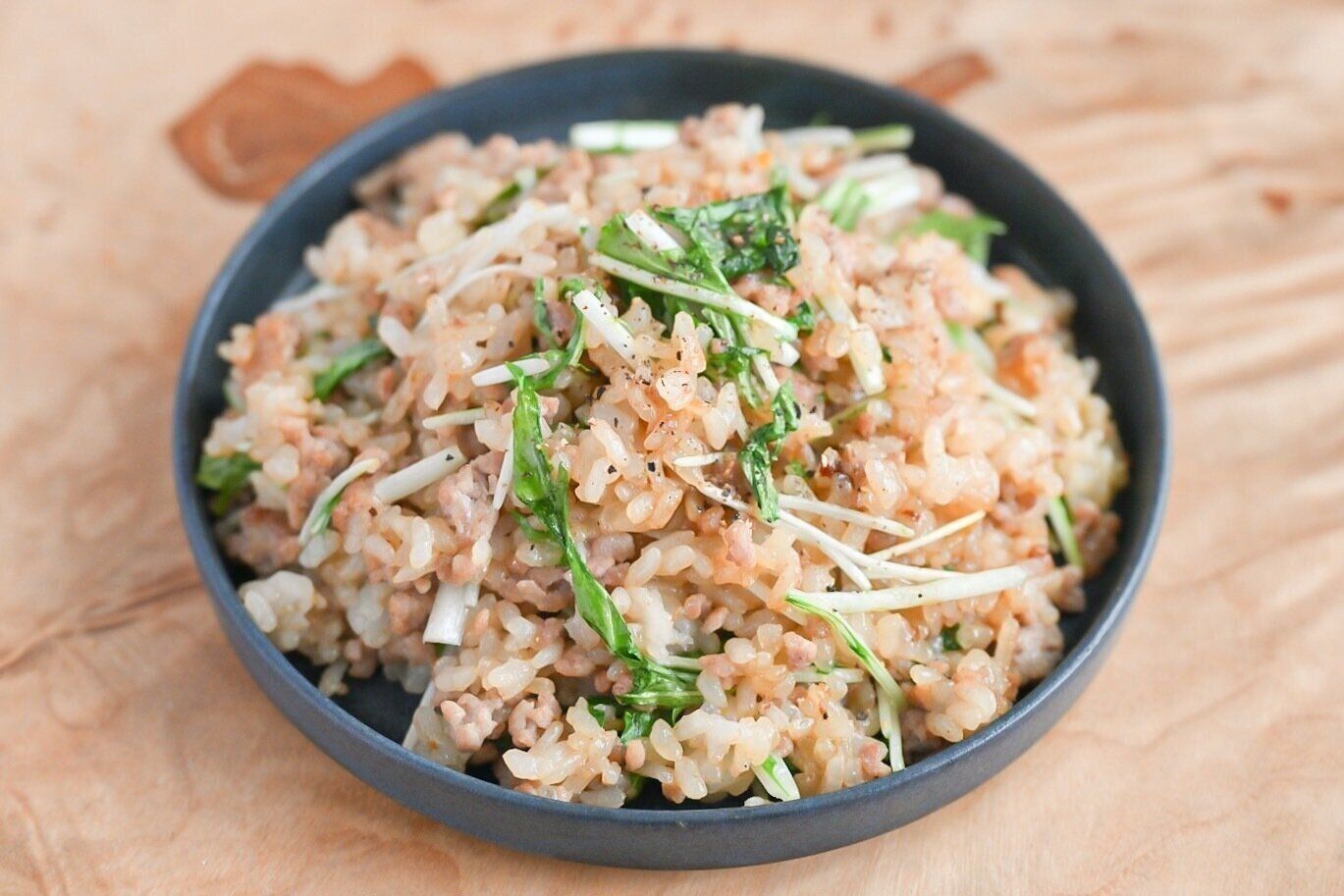 水菜と豚肉のチャーハン
