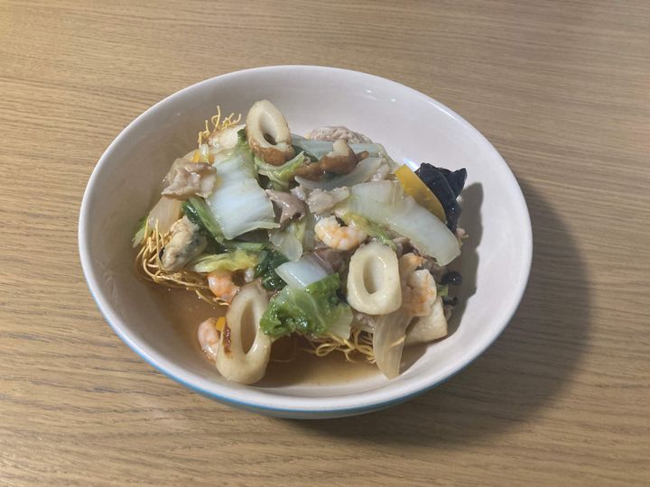 お皿に盛った皿うどん