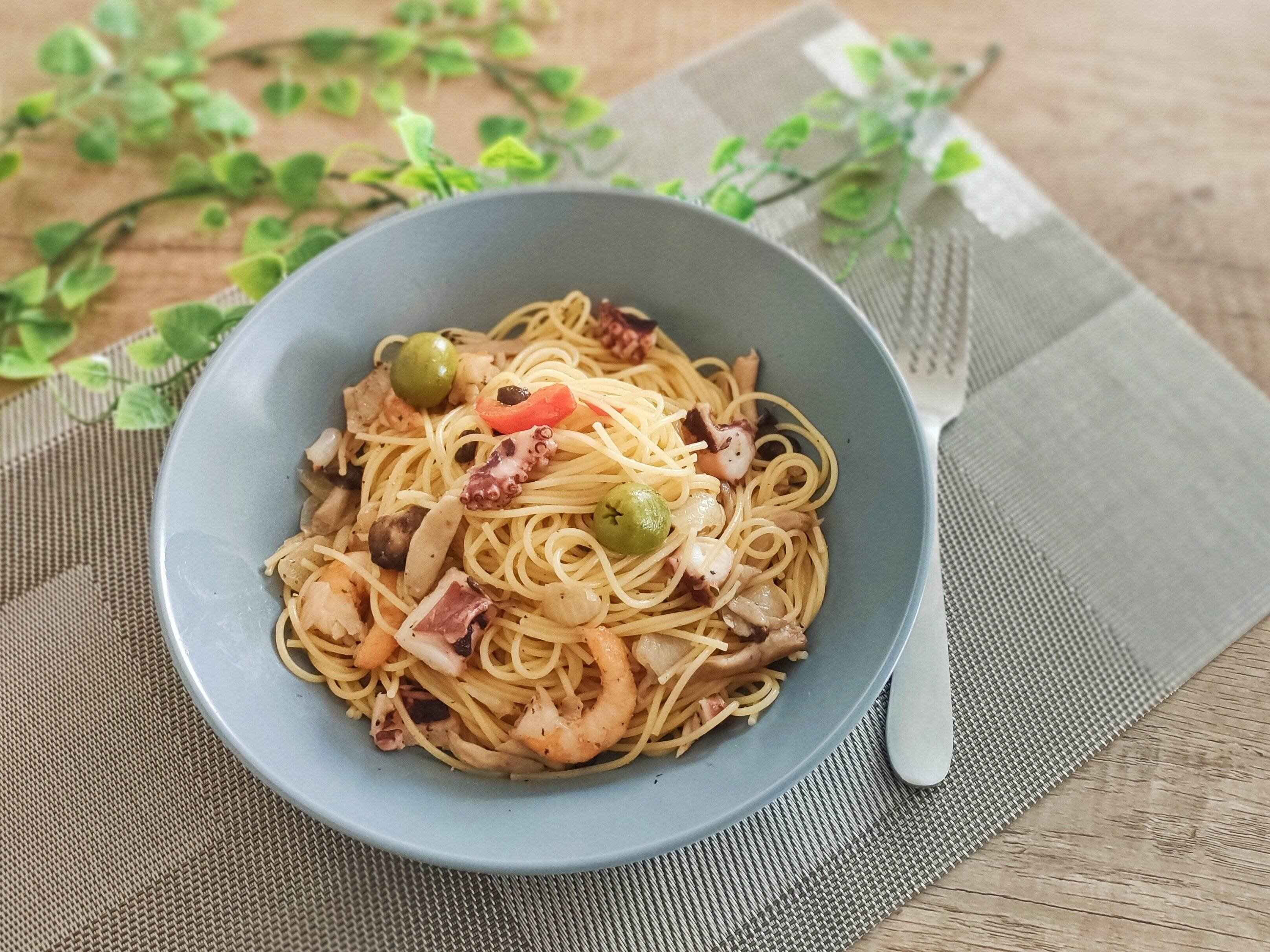 シーフードパスタにアレンジ