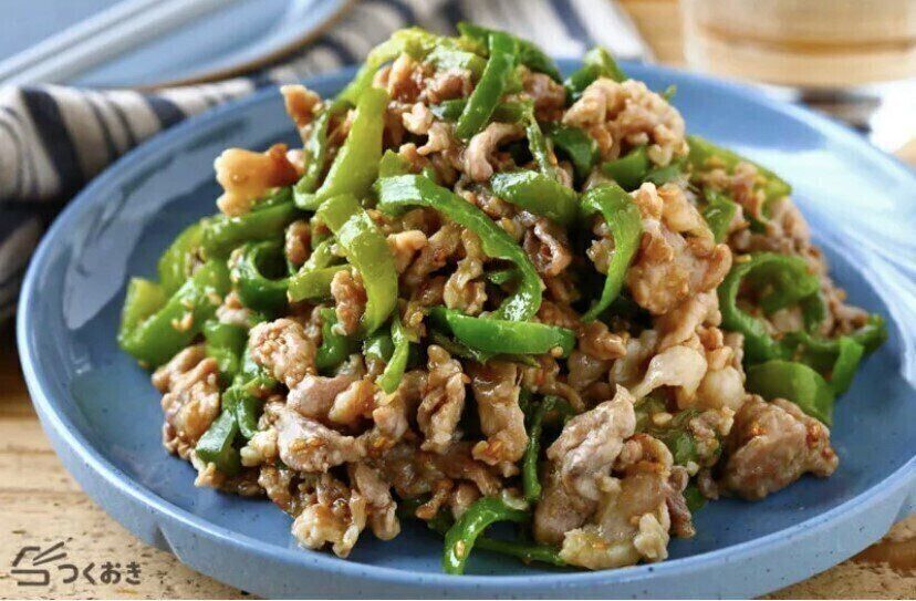 豚こまとピーマンのしょうが焼き