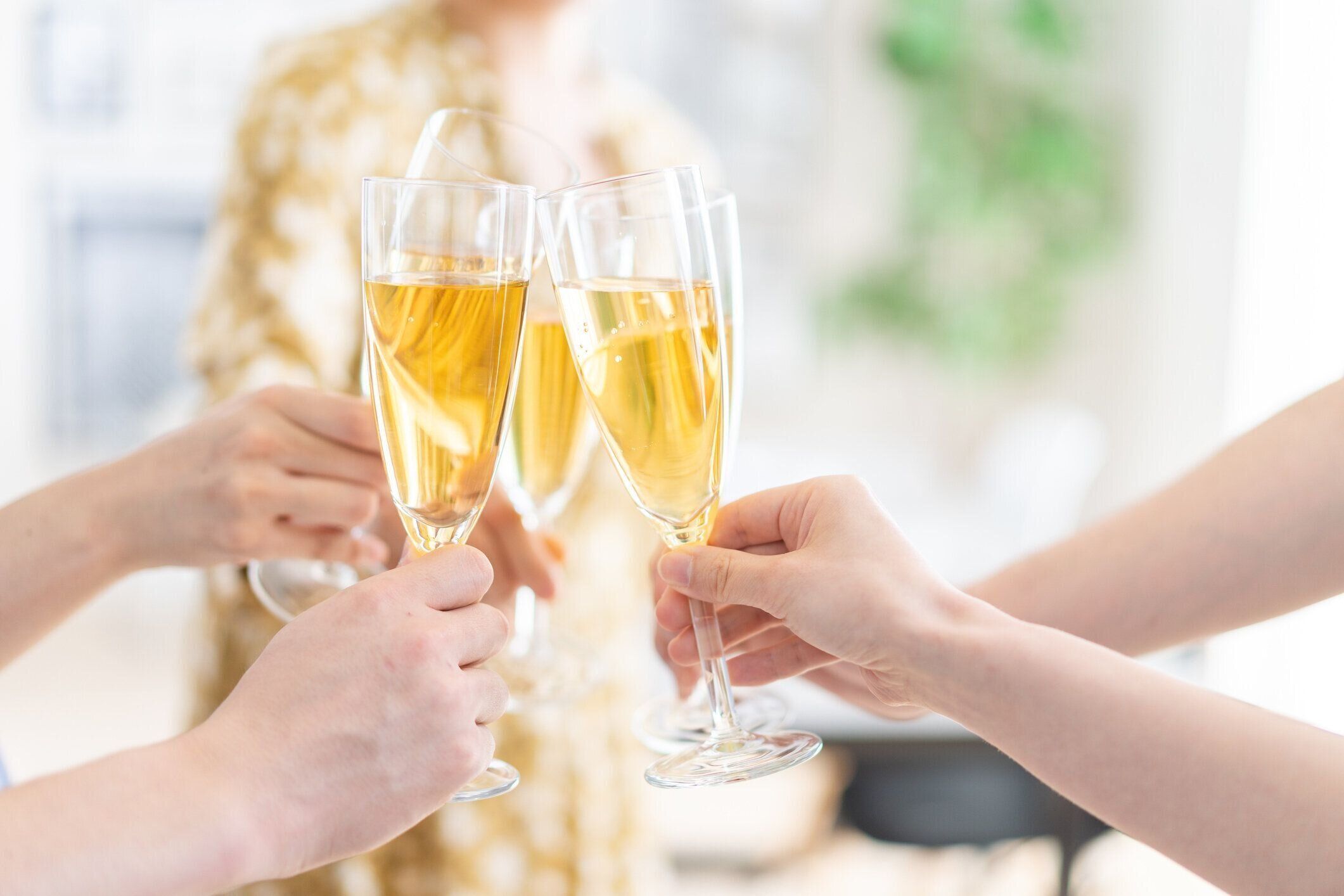 乾杯する若い男女