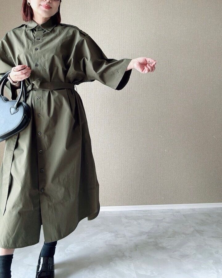 コットンオーバーサイズシャツワンピース