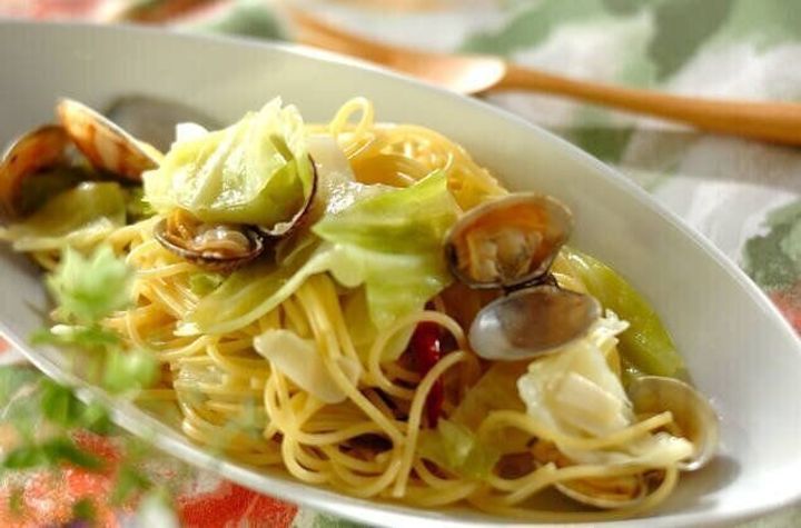 アサリとキャベツのワンポットパスタ